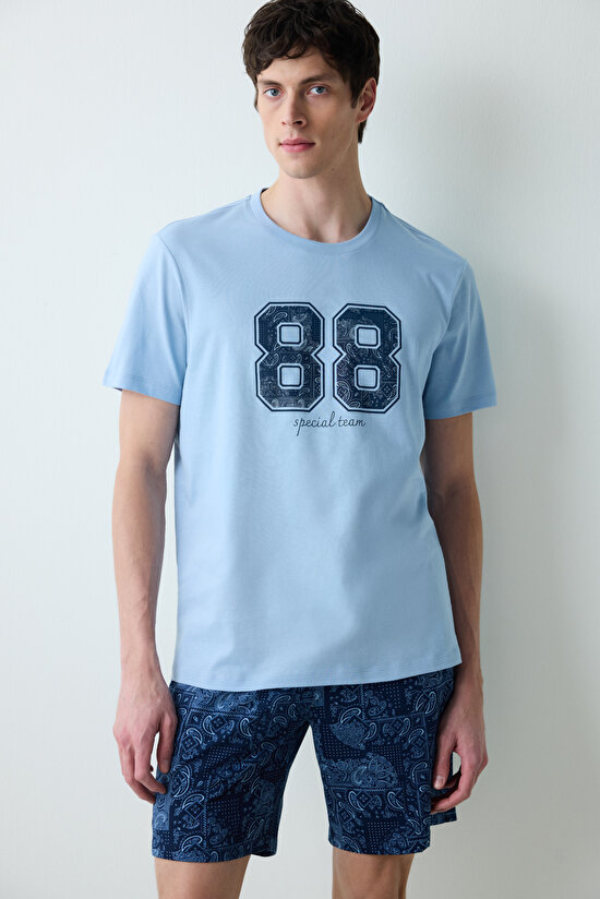 88 Special Çok Renkli Şortlu Pijama Takımı - 1