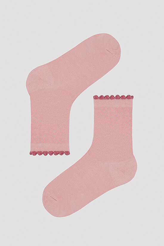 Kız Çocuk Pembe Kalpler 4 lü Soket Çorap - 4