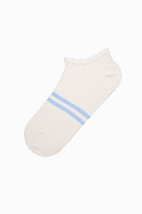 5 Çift Pamuklu Çizgili Burun Dikişsiz Patik Çorap - 3