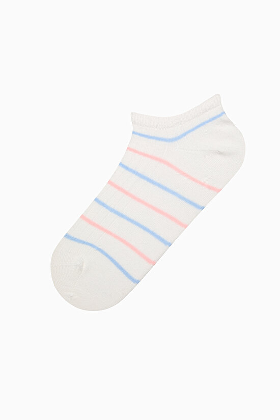 5 Çift Pamuklu Çizgili Burun Dikişsiz Patik Çorap - 6