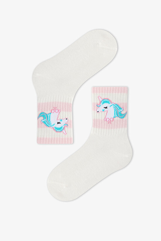 Kız Çocuk Unicorn Lines 3'lü Tenis Soket Çorap - 3