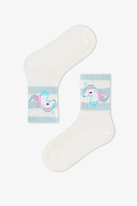 Kız Çocuk Unicorn Lines 3'lü Tenis Soket Çorap - 4