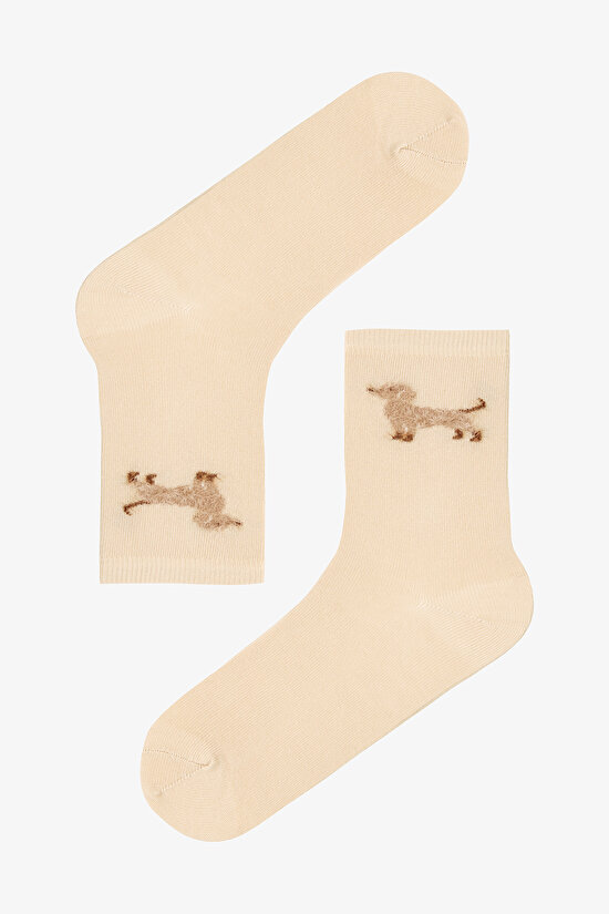 3 Çift Pamuklu Peluş Köpek Desenli Soket Çorap - 3