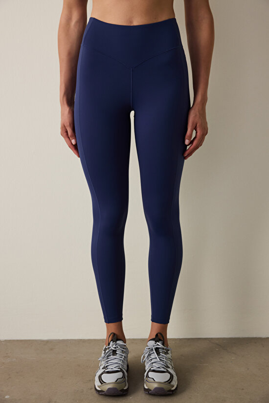 Indigo Medium Support Merrow Stitch High Waist Leggings - 3