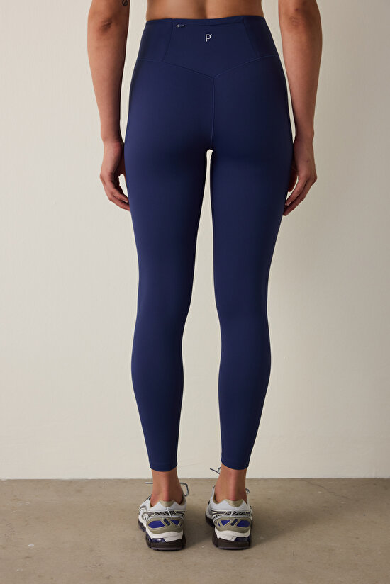 Indigo Medium Support Merrow Stitch High Waist Leggings - 4