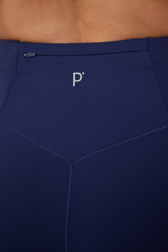 Indigo Medium Support Merrow Stitch High Waist Leggings - 5