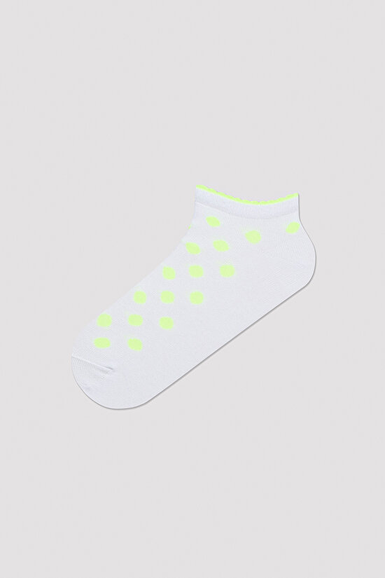 Neon Dotted Beyaz 3lü Patik Çorap - 3