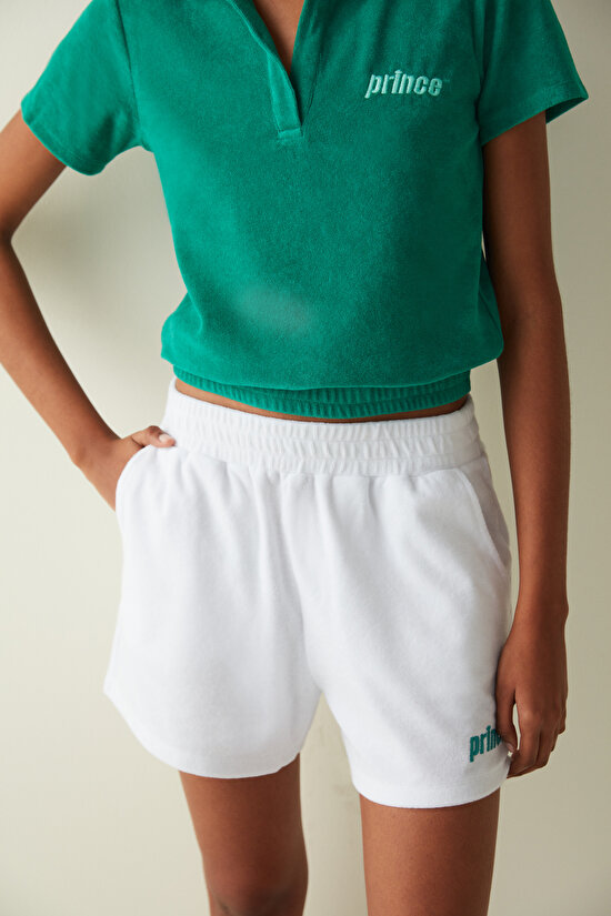 Terrycloth White Shorts-Prince Collection - 3