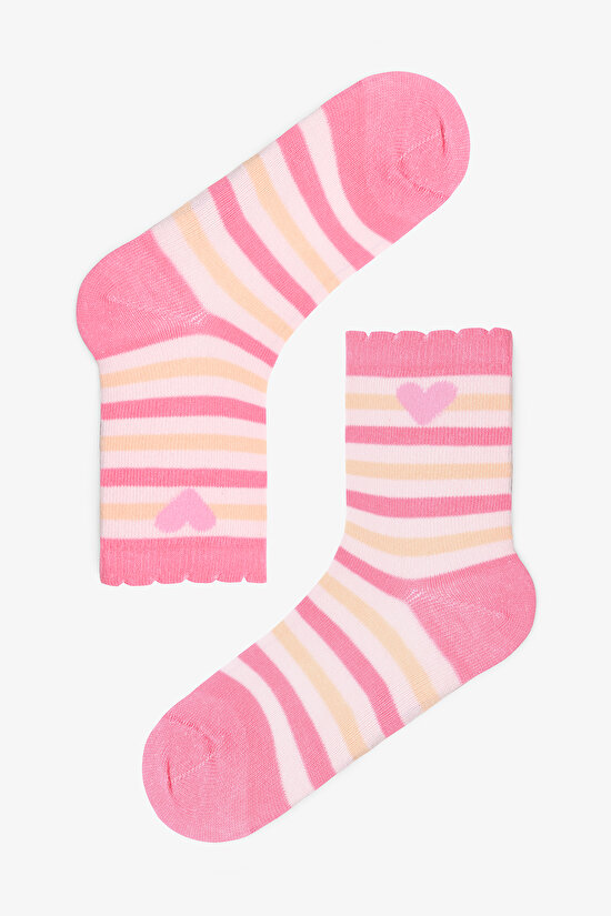 Girls Heart Patterned 4-Pack Socket Socks - 3