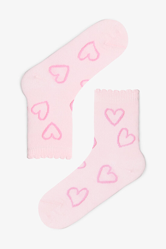 Girls Heart Patterned 4-Pack Socket Socks - 4