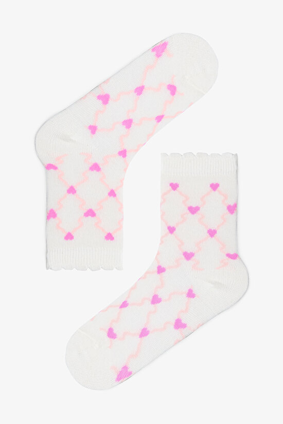 Girls Heart Patterned 4-Pack Socket Socks - 5