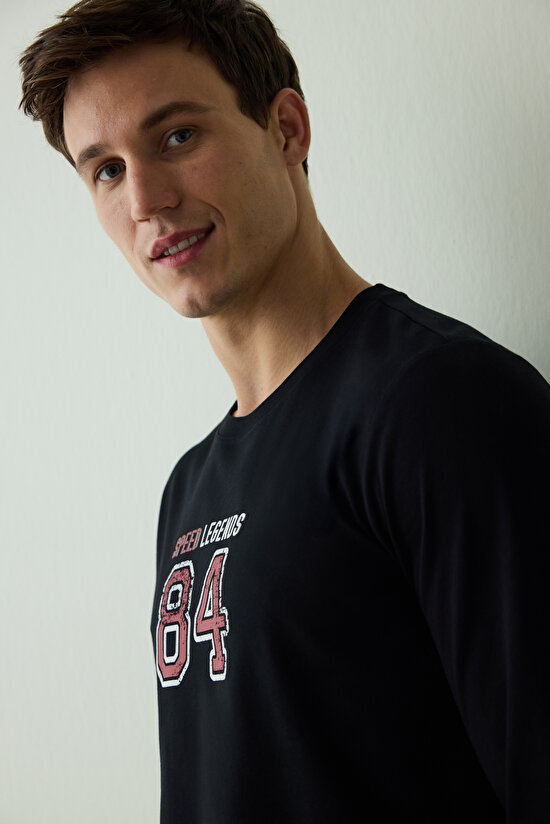 Erkek Speed Slogan Baskılı Pamuklu Pijama Takımı - 3