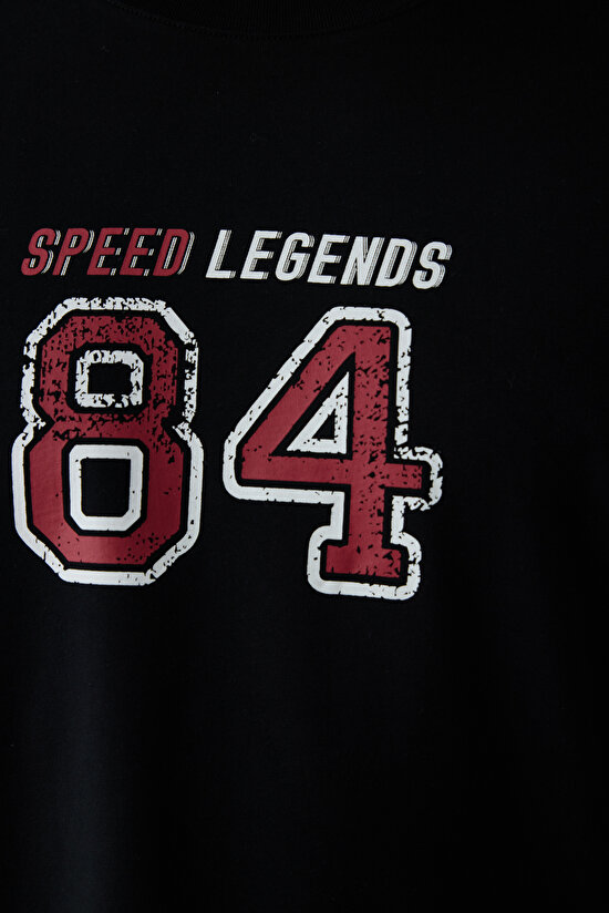 Erkek Speed Slogan Baskılı Pamuklu Pijama Takımı - 4