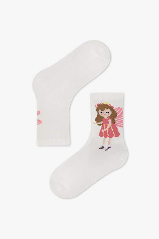 Pembe Kız Çocuk Sleepy Fairy 2'li Soket Çorap - 3