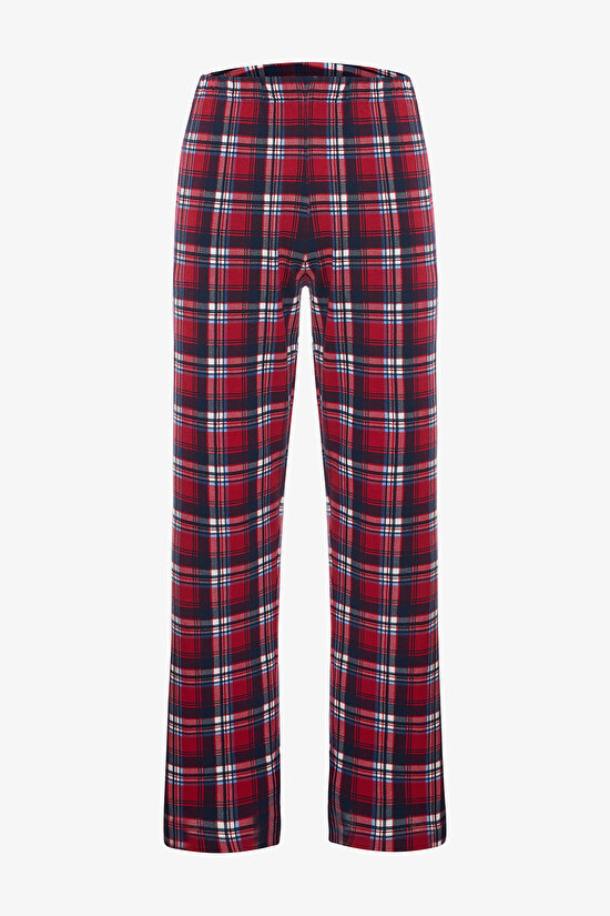 Ekoseli Erkek Bisiklet Yaka Cepli Pijama Takımı - 3