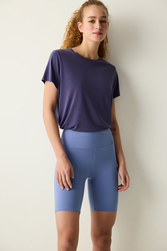 Açık Mavi Yüksek Bel Biker Boy Relax Feel Tayt - 3