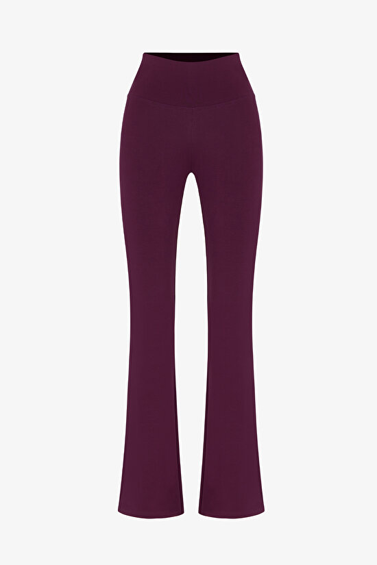 Burgundy Strech Flared Trousers - 1