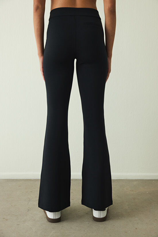 Black High Waist Modal Bell-bottom Trousers Black High Waist Modal Bell-bottom Trousers - 3