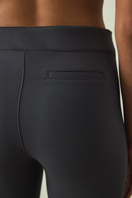 Anthracite Modal High Waisted Bell-bottom Trousers Anthracite Modal High Waisted Bell-bottom Trousers - 4