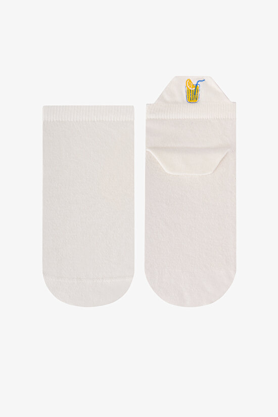 2 Çift Pamuklu Nakışlı Çekçekli Patik Çorap - 3