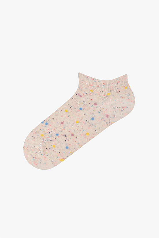 5 Çift Pamuklu Renkli Pauntiye Desenli Patik Çorap - 3