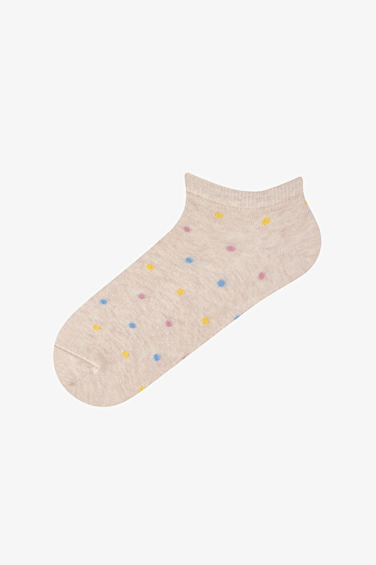 5 Çift Pamuklu Renkli Pauntiye Desenli Patik Çorap - 4