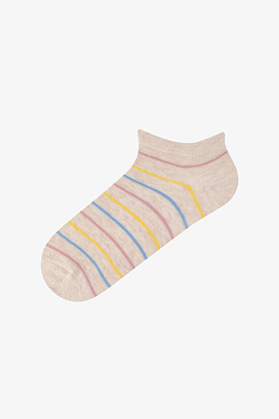 5 Çift Pamuklu Renkli Pauntiye Desenli Patik Çorap - 5