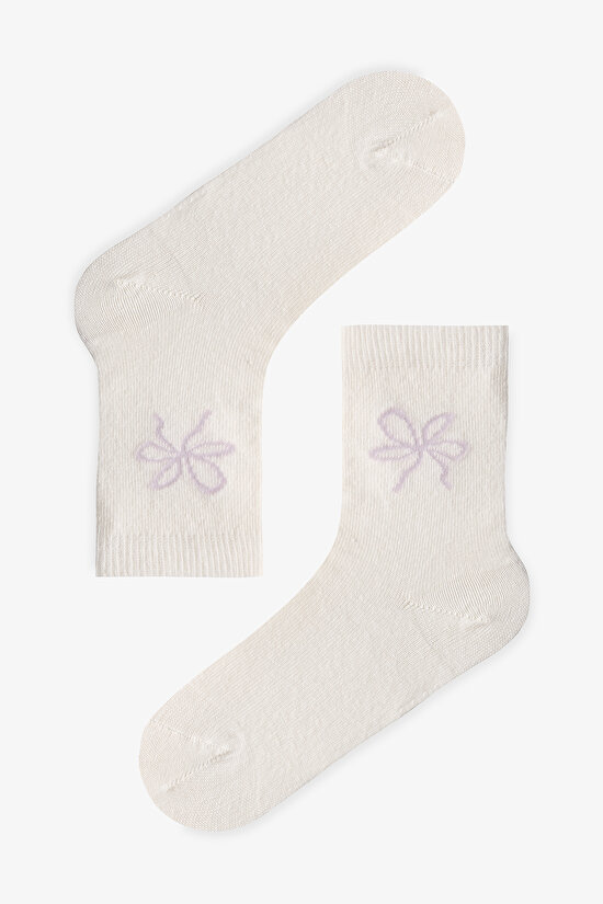 Lila Kız Çocuk Cute Dog 4'lü Soket Çorap - 5