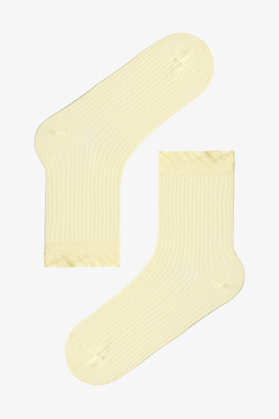 Pembe - Sarı Ruffle Floral 3'lü Soket Çorap - 2