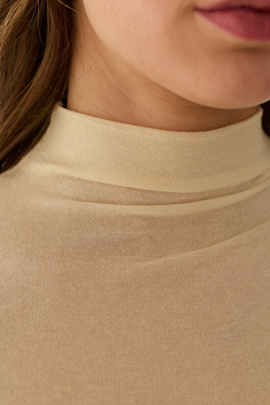 Ecru Mock Neck Cashmere Top - 7