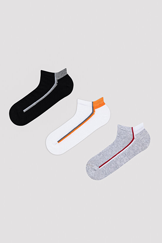 Erkek One Stripe Çok Renkli 3lü Patik Çorap - 1