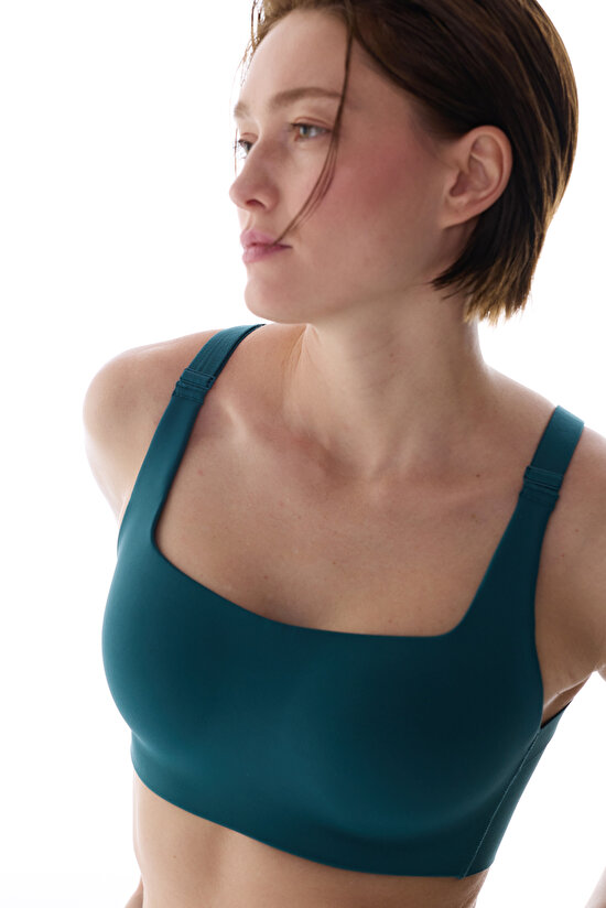 Turkuaz Cross Back Spor Sütyeni - 4