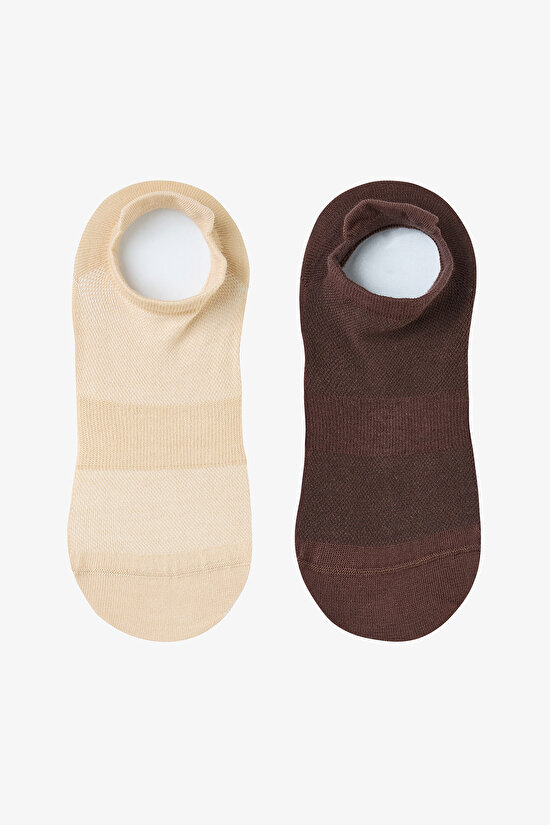 Kahverengi Non Grip Sport  2li Patik Çorap - 1