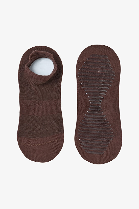 Kahverengi Non Grip Sport  2li Patik Çorap - 3