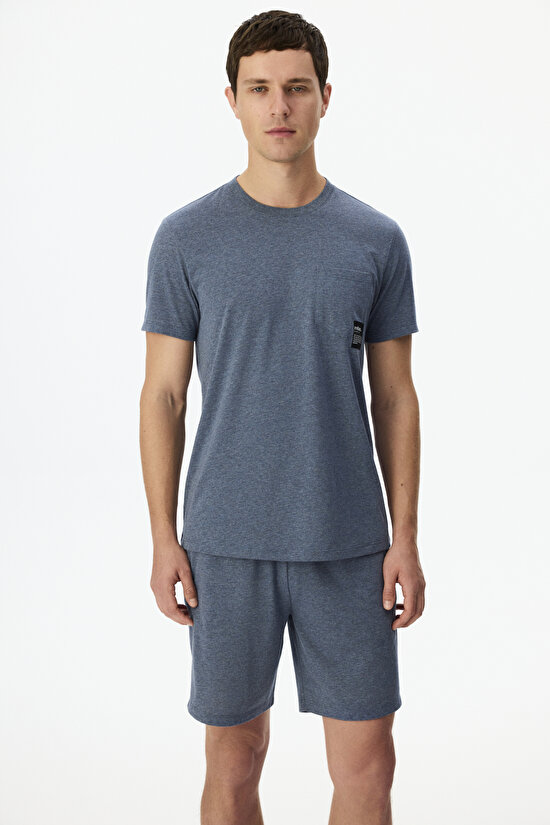 Soft Indigo Şort Pijama Takımı - 1