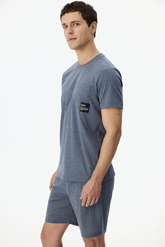 Soft Indigo Şort Pijama Takımı - 3