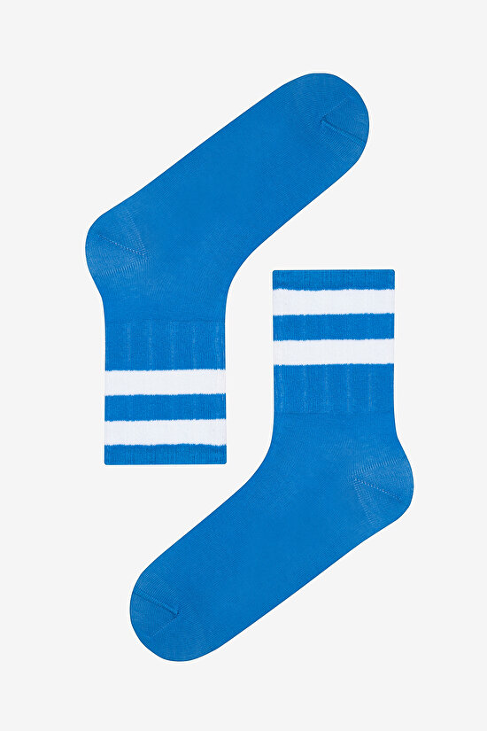 Striped 2li Mavi Lacivert Tenis Soket Çorap - 3