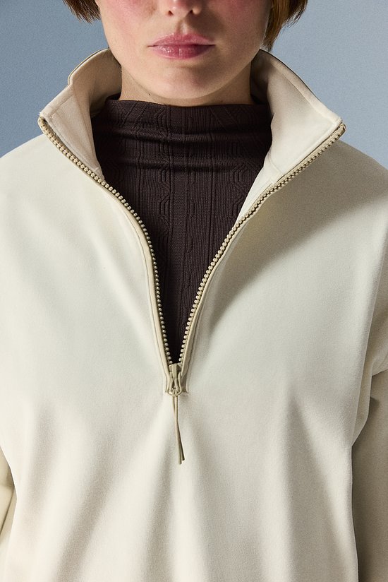 Beige Warm Contrast Long Sleeve Sweatshirt - 3
