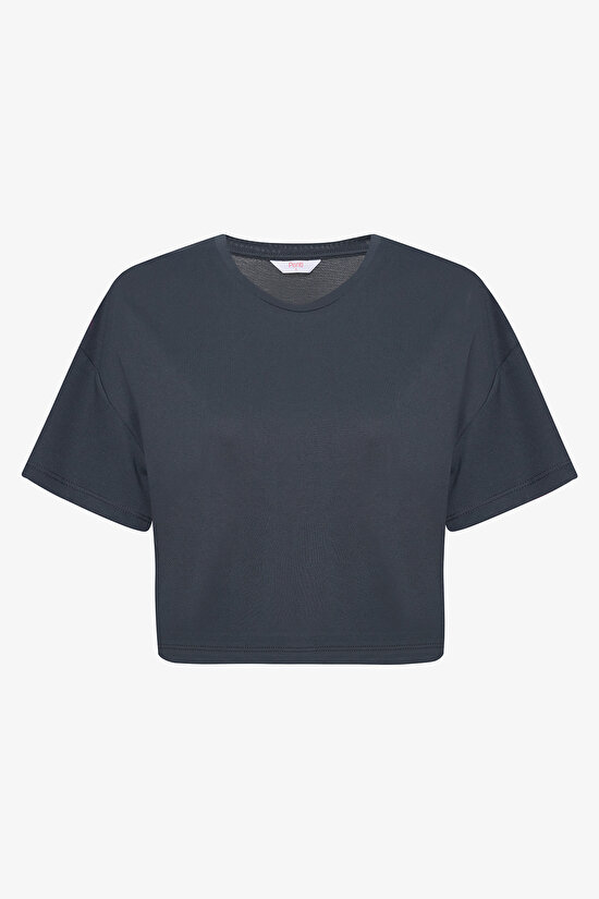 Modal Crop Antrasit Tişört - 3