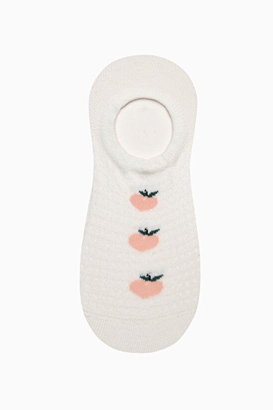 3 Çift Pamuklu Kendiden Şeftali Desenli Burun Dikişsiz Sneaker Çorap - 3