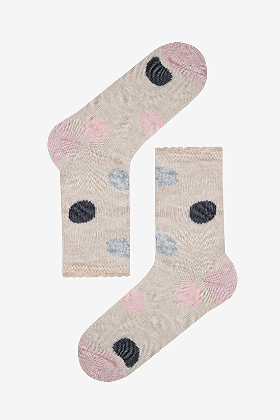 Warm Big Dot Bej 2li Soket Çorap - 3