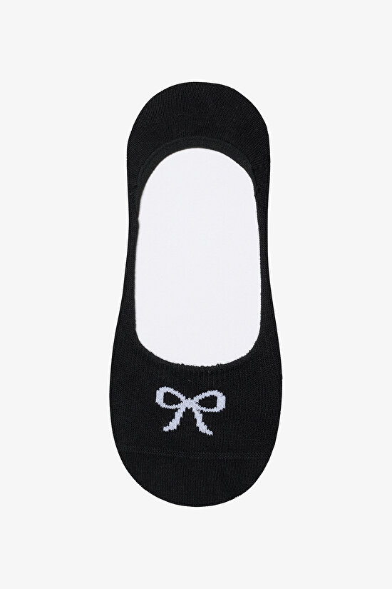 3 Çift Pamuklu Kurdele Desenli Burun Dikişsiz Babet Çorap - 4