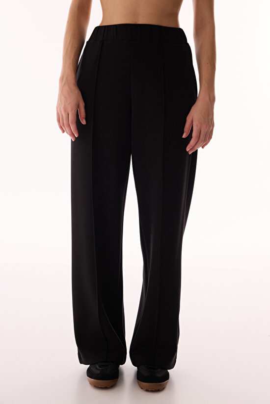 Black Wide Leg Nervour Jogger Pants - 2
