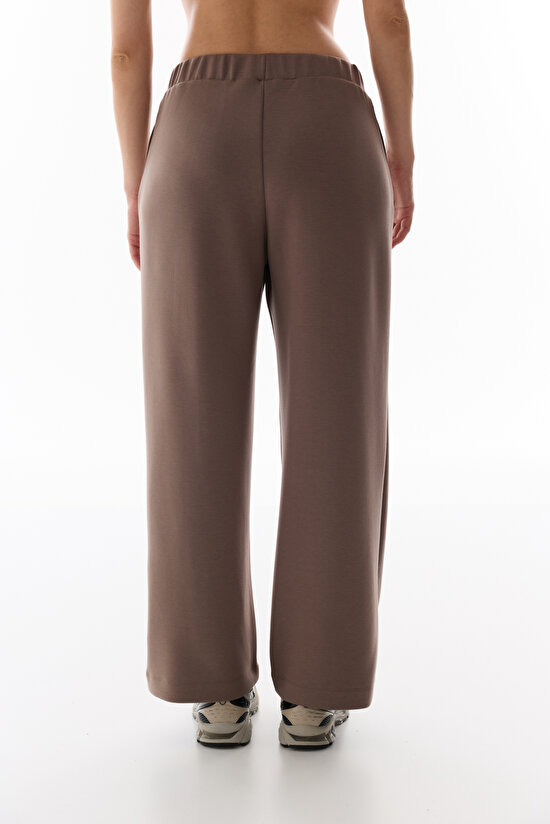 Gri Nervürlü Yüksek Bel Geniş Paça Pantolon - 3