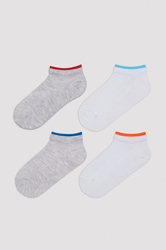 Erkek Çocuk Thin Lines 4lü Çok Renkli Patik Çorap - 1