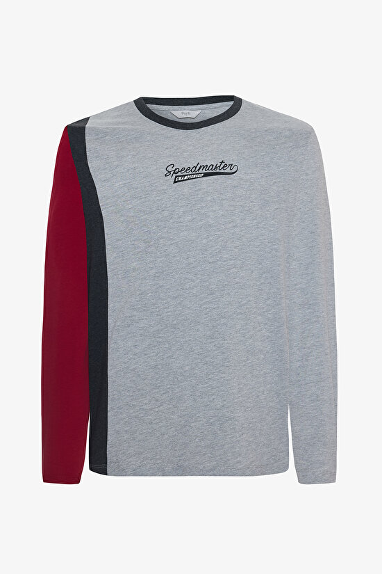 Erkek Speedmaster Slogan Baskılı Bisiklet Yaka Pamuklu Uzun Kollu Pijama Takımı - 8