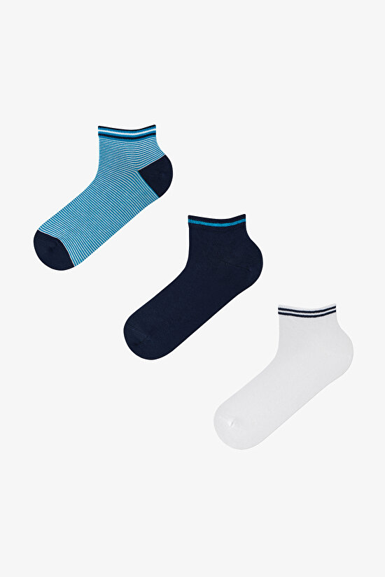 Erkek Renkli Cool Triple 3'lü Patik Çorap - 1