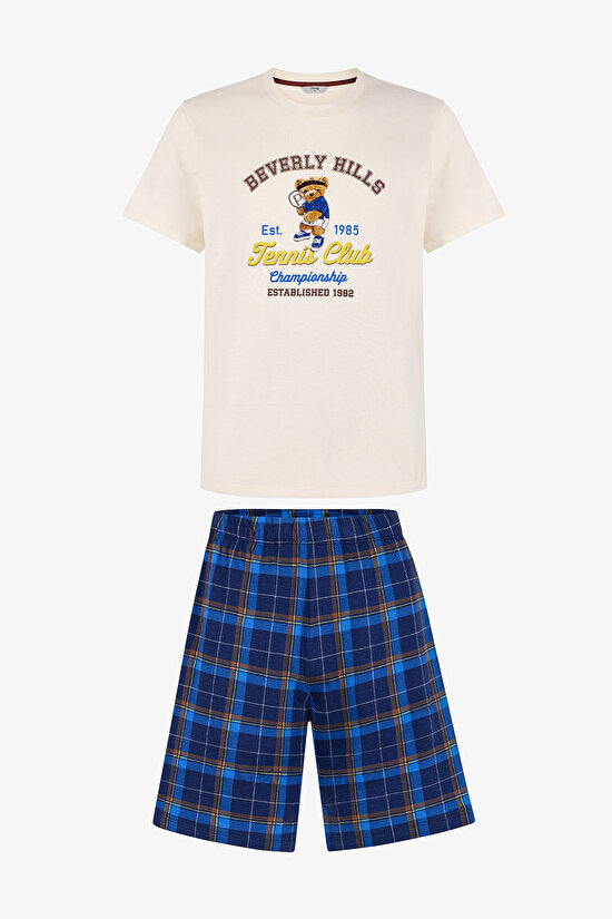 Erkek Renkli Sunset Serve Şortlu Pijama Takımı - 1