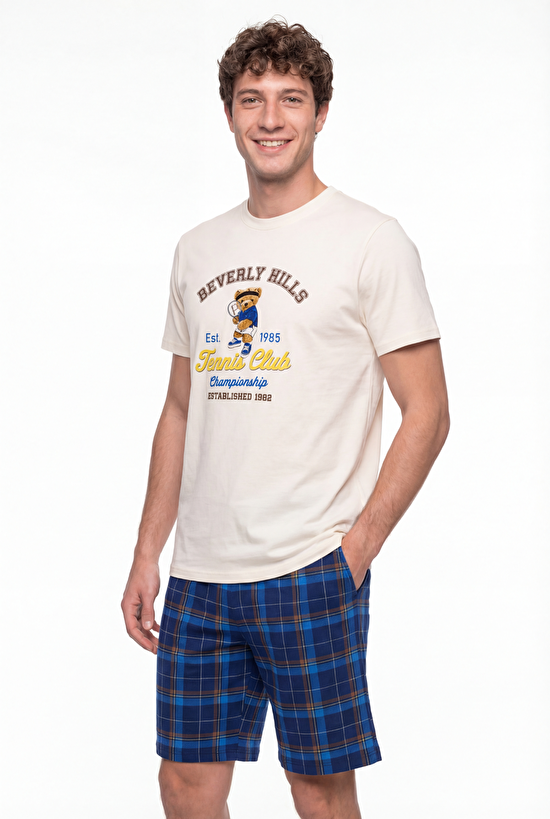 Erkek Renkli Sunset Serve Şortlu Pijama Takımı - 4