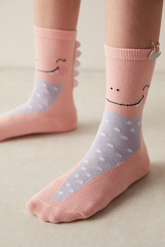 Kız Çocuk Parıltı Detaylı Queen Soket Çorap - 1